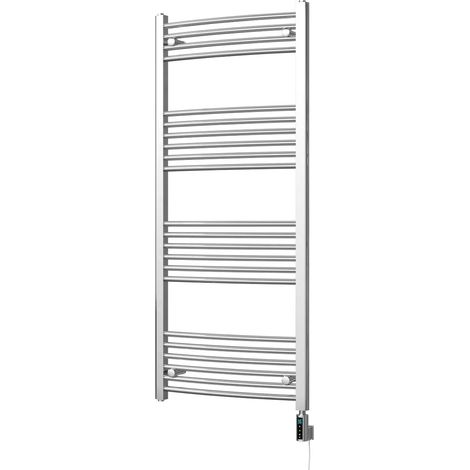 Zennor - Chrome Electric Towel Rail H1400mm x W600mm Curved 400w Thermostatic WIFI (1/3)