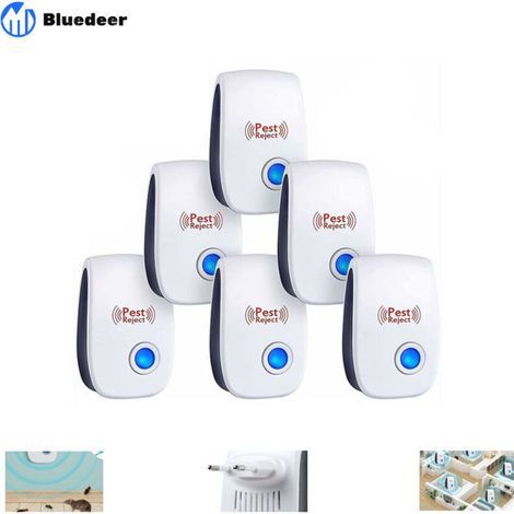 6pcs Répulsif à Ultrason Antiparasitaire, Ultrason Souris Répulsif à Souris, Intérieur Répulsif Anti Moustique Ultrason, Appareil Anti Rats/Cafards/Rongeurs/Fourmis/Araignées/Insectes (1/5)