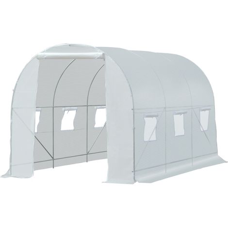 Outsunny – Serre tunnel de jardin 7m² – Dimensions 350x200x200 cm – Cadre métal – Bâche PE 140 g/m² – 6 fenêtres pour ventilation