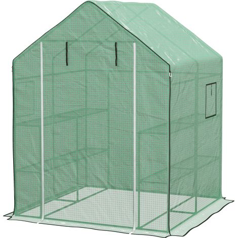 Serre de jardin avec 1 porte, 1 fenetres, étagères 3 niveaux pour Légumes Plantes Fleurs Bâche PE 140 x 143 x 190 cm