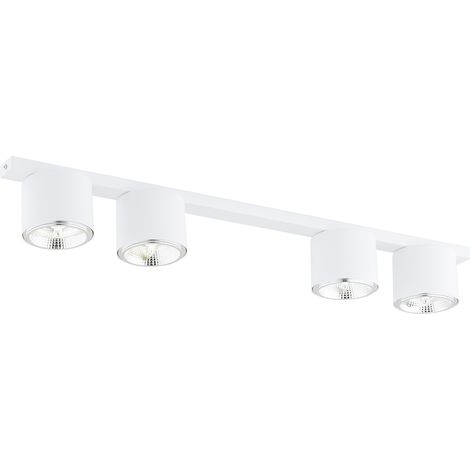 Plafoniera Moderna 4 Luci Faretti Ptah In Acciaio Bianco (1/5)