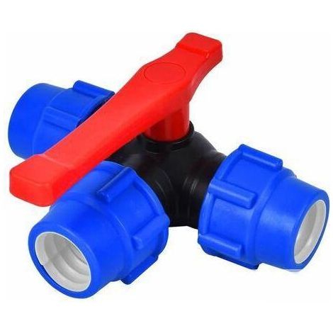 Vanne PVC pression 32mm – Robinet à tournant sphérique à trois voies – Connexion rapide pour tuyaux PVC/PE – Résistant à la corrosion (1/4)
