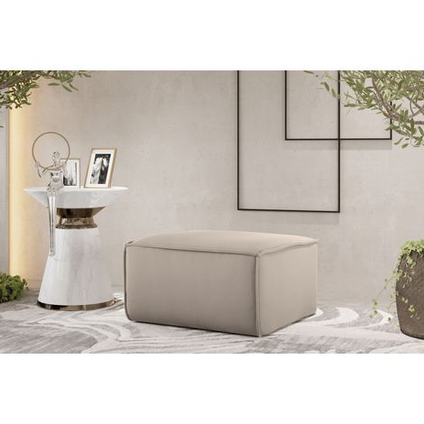Polsterhocker Designerhocker CELES PREMIUM 65x65 cm Stoff Opera Velvet Sand (1/3)