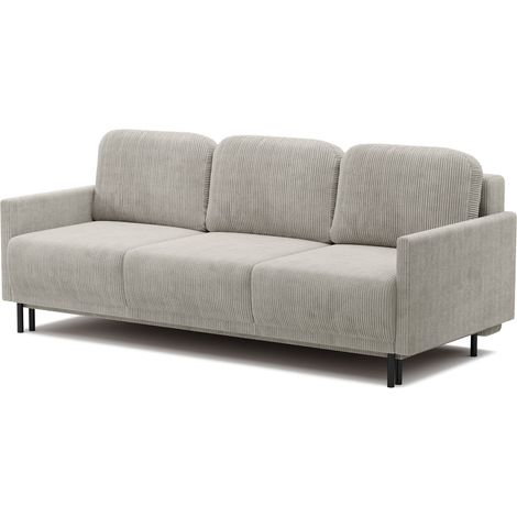 Selsey Hamiel – 3-Sitzer Sofa mit Schlaffunktion und Bettkasten, Cord, Hellbeige