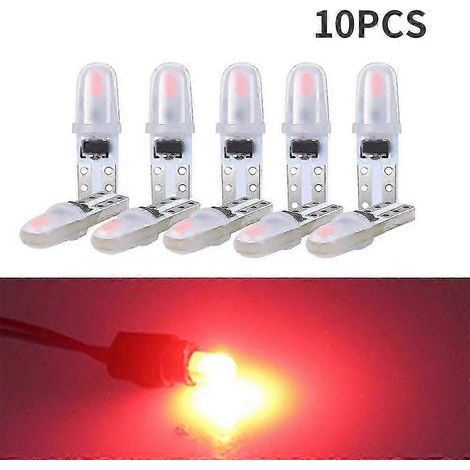 Lot de 10 ampoules LED T5 pour voiture, éclairage de tableau de bord, culot 3014 2SMD 12V, éclairage intérieur latéral, lampe pour instruments et compteurs. (1/5)