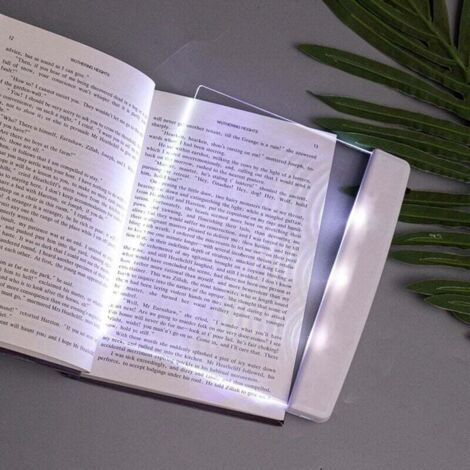 Lámpara de lectura LED transparente, ideal para leer en la cama por la noche, panel de iluminación de página completa, lámpara inalámbrica (blanca). (1/4)