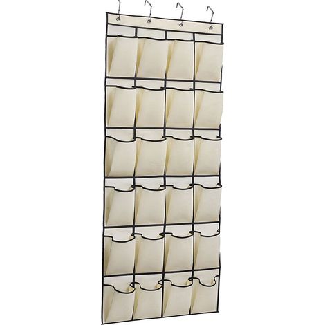 AGE Armoire à chaussures suspendue 24 pièces non tissé porte arrière organisateur sacs peu encombrant armoire à chaussures armoire à chaussures avec 4 crochets Beige (1/5)