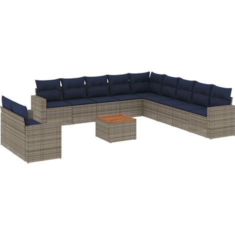 Maison Exclusive - Set Divani da Giardino 12 pz con Cuscini Grigio in Polyrattan (1/5)