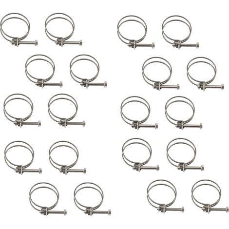 20 abrazaderas de manguera de doble alambre, de 36-40 mm, fabricadas en acero inoxidable 304. (1/3)