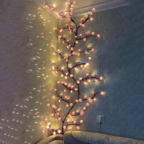 Branche lumineuse LED en forme de fleur de cerisier, avec 72 LED, télécommande et 8 modes d'éclairage, idéale pour un usage domestique. (1/5)