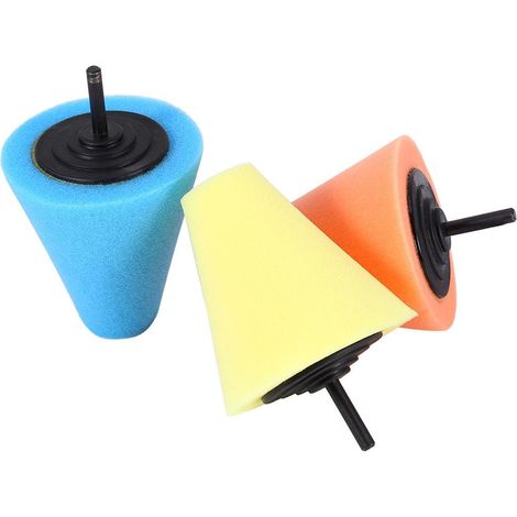 Juego de 3 piezas de discos de pulido para taladro: almohadillas de pulido cónicas de espuma y esponja, y bolas de espuma para pulir llantas, para usar con un taladro. (1/2)