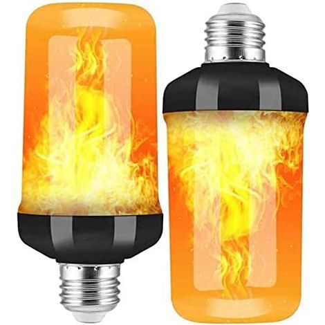 E27 Flammenglühbirnen, 2er-Pack LED-Glühbirnen mit Flammeneffekt und Schwerkraftsensor, LED-Blinklichter für Halloween drinnen/draußen/Bar/Party (1/5)