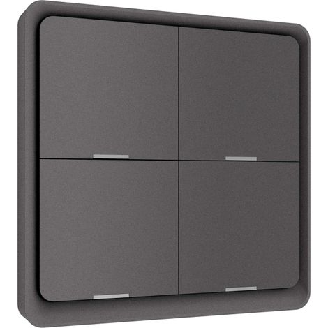 Interrupteur sans fil à bouton-poussoir, panneau mural intelligent alimenté par piles, compatible avec l'application Tuya/Smart Life et les appareils domotiques (hub ZigBee requis), gris, 4 prises
