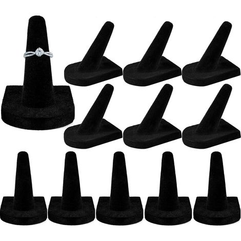 Lot de 12 présentoirs à bagues en velours noir, support de rangement pour bijoux en tiroir, coffret d'exposition pour bijouterie (1/5)