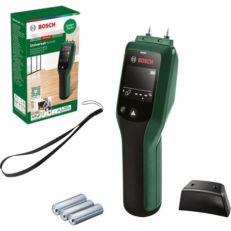 Bosch – Détecteur d'humidité pour bois – Mesure précise avec indicateur LED – Auto-test étalonnage – Pour bois dur et teck
