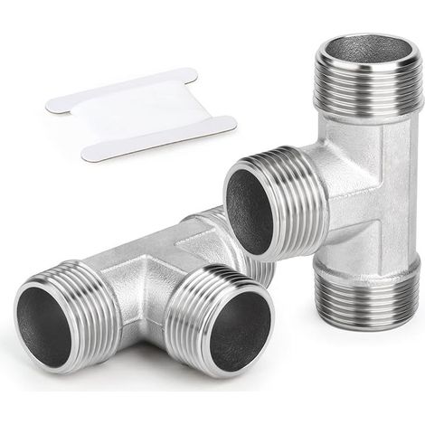 CYRILL - 2 pezzi in acciaio inossidabile 304 3/4" BSP maschio a forma di T a 3 vie per acqua/olio/gas (1/5)
