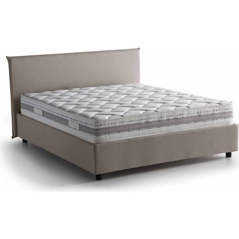 Talamo Italia Doppelbett Bernadette, Containerbett mit Stoffbespannung, 100% Made in Italy, Frontöffnung, mit Matratze Cm 140x200 enthalten, Turteltaube