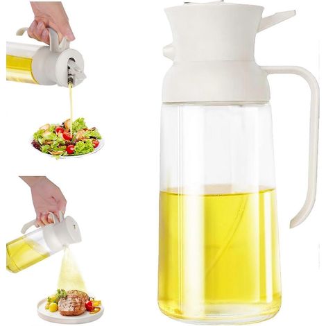 Bouteille en verre 2 en 1 avec vaporisateur et distributeur pour huile, 550 ml, étanche, pour vinaigre.-AquaForge (1/4)