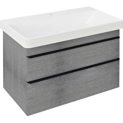 Sapho Sitia - Mueble para lavabo 76x50x44 cm, 2 cajones, roble plateado SI080-1111 (1/5)