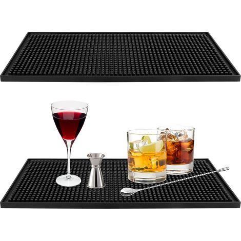Alfombrilla de bar de 2 piezas, alfombrilla de servicio de bar, alfombrilla de bar de goma (1/5)
