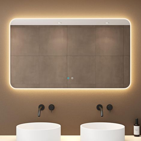 Miroir de Salle de Bains LED 120x70cm avec Interrupteur Tactile (1/5)