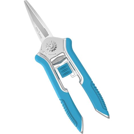 Gartenschere 16,5cm mit Soft-Touch-Griff, Rosenschere, Ernteschere, Bonsai-Schere, Blau (1/5)
