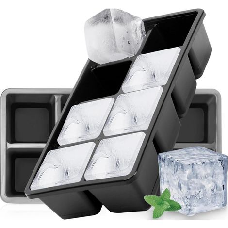Große Eiswürfelform mit Deckel, 2 Stück Silikon, BPA-frei, stapelbar (1/5)