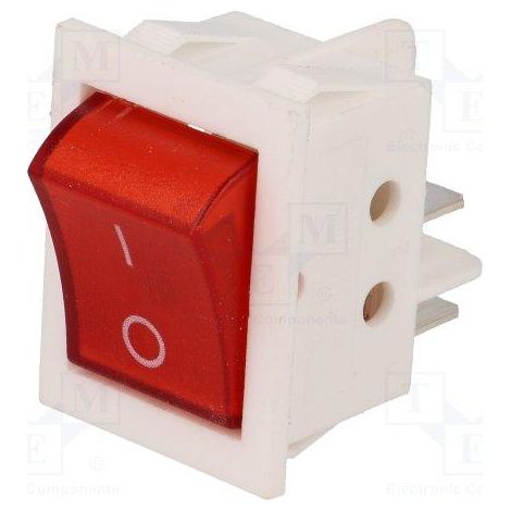 Interruttore a bilanciere corpo 2 contatti blanco pulsante luminoso Colore Rosso On-off 15A 250VAC Rsi2013c3r/w
