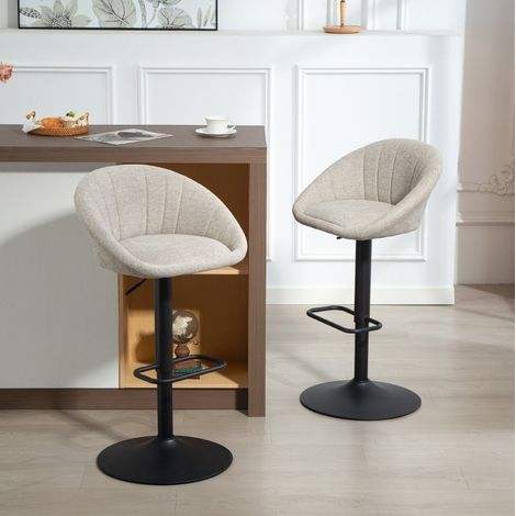 Set 2 sgabelli bar girevoli regolabili beige OKMYHOME (1/3)
