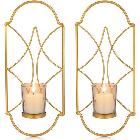 Set mit 2 Wandkerzenhaltern aus Metall