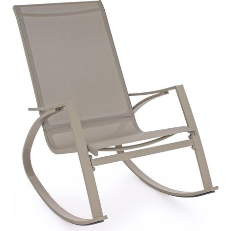 Poltrona a dondolo "Demid" in acciaio e texilene per giardino e veranda -New Bianco (1/4)