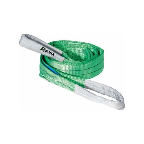 Ribimex – Élingue plate 2 tonnes – Longueur 1m – Couleur verte – Pour levage en milieu industriel – Matériaux résistants