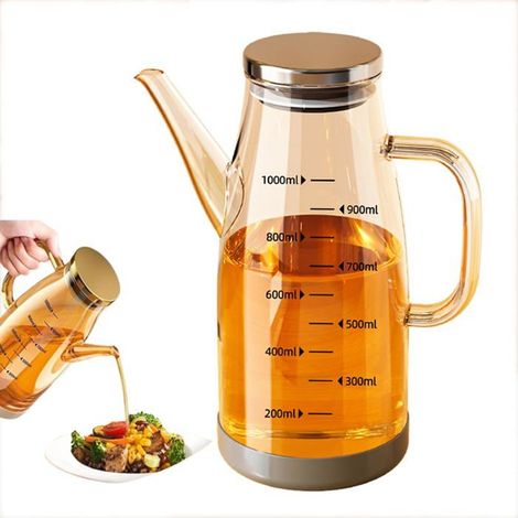 Flacon distributeur d'huile avec bec verseur anti-goutte, huile de qualité alimentaire, vinaigre, flacon pulvérisateur de cuisine (600 ml) (1/5)