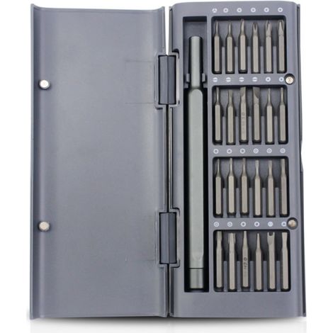 Juego de destornilladores de 25 piezas, que incluye 24 puntas y un estuche. Juego de destornilladores magnéticos para reparar teléfonos móviles, portátiles, tabletas y relojes inteligentes. (1/5)