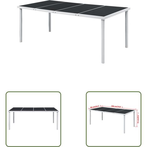The Living Store Gartentisch 190x90x74 cm Schwarz Stahl - Esstisch - Gartentisch - Outdoortisch - Glastisch - Stahltisch (1/3)