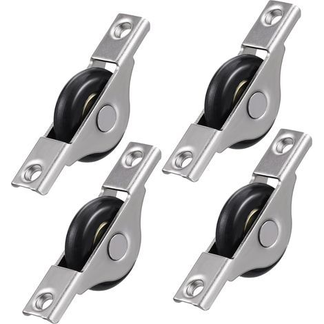 Kit de remplacement de rouleau de porte coulissante 4pcs Roues de porte de placard en nylon Roulements de poulie en acier en plastique noir 30mm pour la piste de l'armoire du cabinet (1/5)
