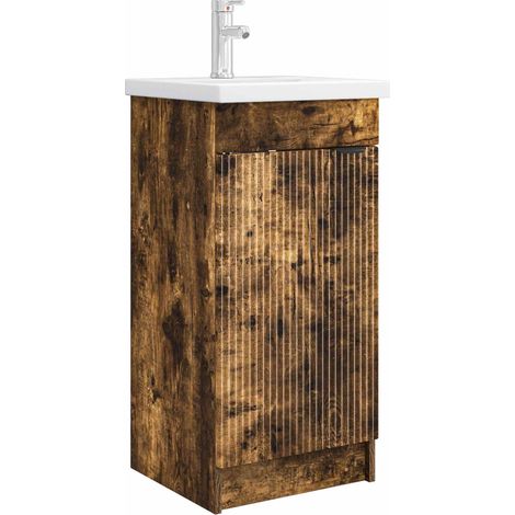Mobile da bagno con lavabo Rovere Fumo 42 x 40 x 84,5 cm vidaXL
