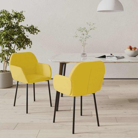 vidaXL Chaises à manger lot de 2 Jaune Velours (1/5)