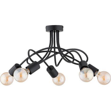 Plafonnier loft noir nœud métal 50cm 5xE27 ERGO Alfa (1/3)
