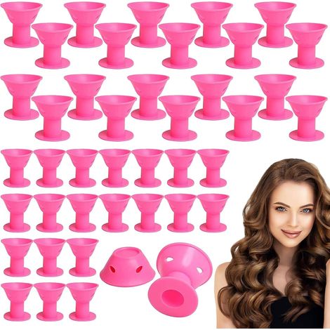 Juego de 40 rulos mágicos de silicona sin calor, grandes y pequeños, ideales para todo tipo de cabello (rosa) (1/5)