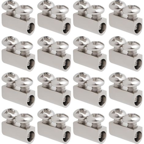 50pcs Double Hole Cable Clips M3 10 x 5 mm Steel Clips with Screw Cap for Terminals Suitable for 3.0 mm Hole Cable Clips Silver (1/5)