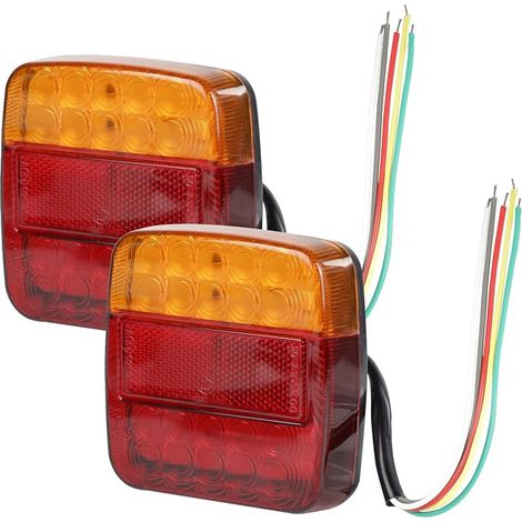 2 X Feux de Remorque LED 12V Feu Arriere Remorque Étanche Feux Arriere Remorque de Lumière Feux Arrière 26 LED Éclairage Remorque LED avec ECE E-Mark LED Feux Remorque pour Camion Tracteur (1/5)