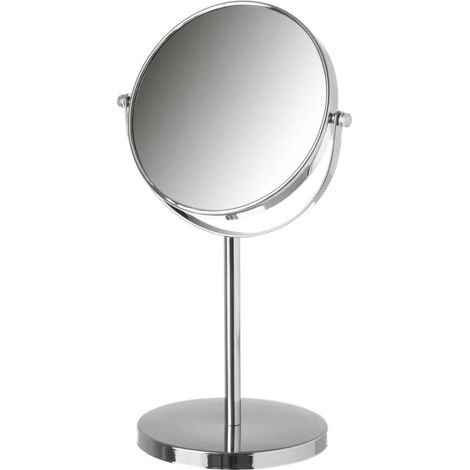 Miroir grossissant (x5) double face en métal argenté (1/3)