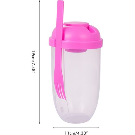 Saladier frais avec récipient à vinaigrette et fourchette, bouteille de conservation alimentaire portable en plastique pour pique-nique (1/5)