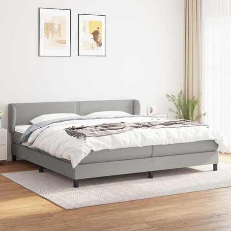 Cama box spring con colchón tela gris claro 200x200 cm (1/5)