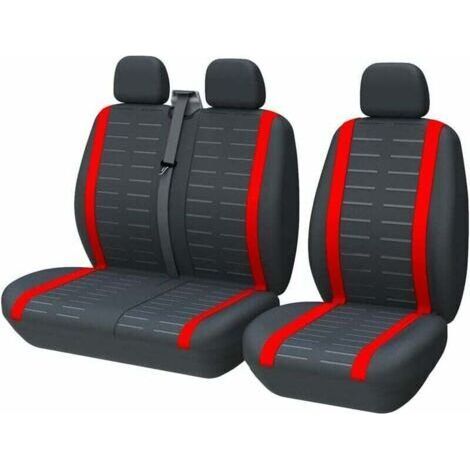 Housse Siege Voiture Couvre Universal Fit La Plupart des Camions Camionnette Bus Siège Avant 1 + 2 (3 Places) Housses de Sieges Universelles Housse Couverture Jeu Complet en Tissu Lavable Rouge (1/4)