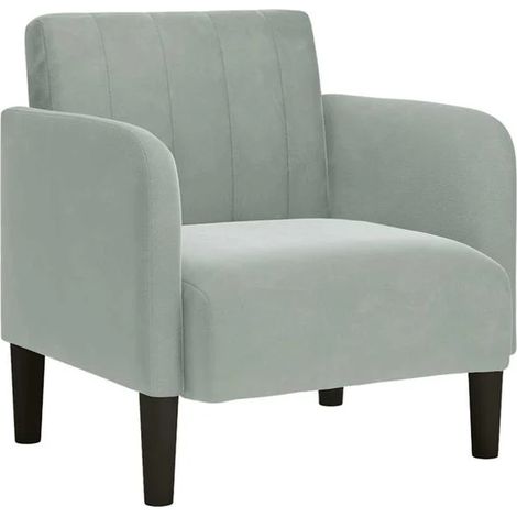 Fauteuil gris clair, hauteur 54 cm, revêtement en velours (1/5)