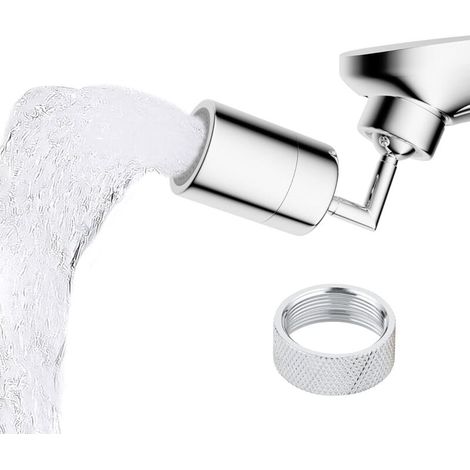Verstellbarer Wasserhahn-Luftsprudler mit 2 Modi, 720 Grad Weitwinkel-Luftsprudler für Küchenarmaturen und Badezimmerarmaturen - Chrom (M24)