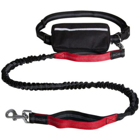 Laisse Chien pour Courir Laisse Mains Libres Chien Kit de Laisse de Chien Courir Laisse pour Chien Ceinture Laisse Anti Traction avec Sac Ceinture Poignée Couture(Rouge) (1/5)