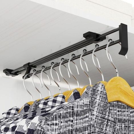 Tringle Coulissante Penderie,25 CM Tringle de Penderie Extensible,RéGlable Longueur Porte Cintre Coulissan,RéGlable Longueur pour Les Armoires et Les Zones de Rangement (25 CM)
